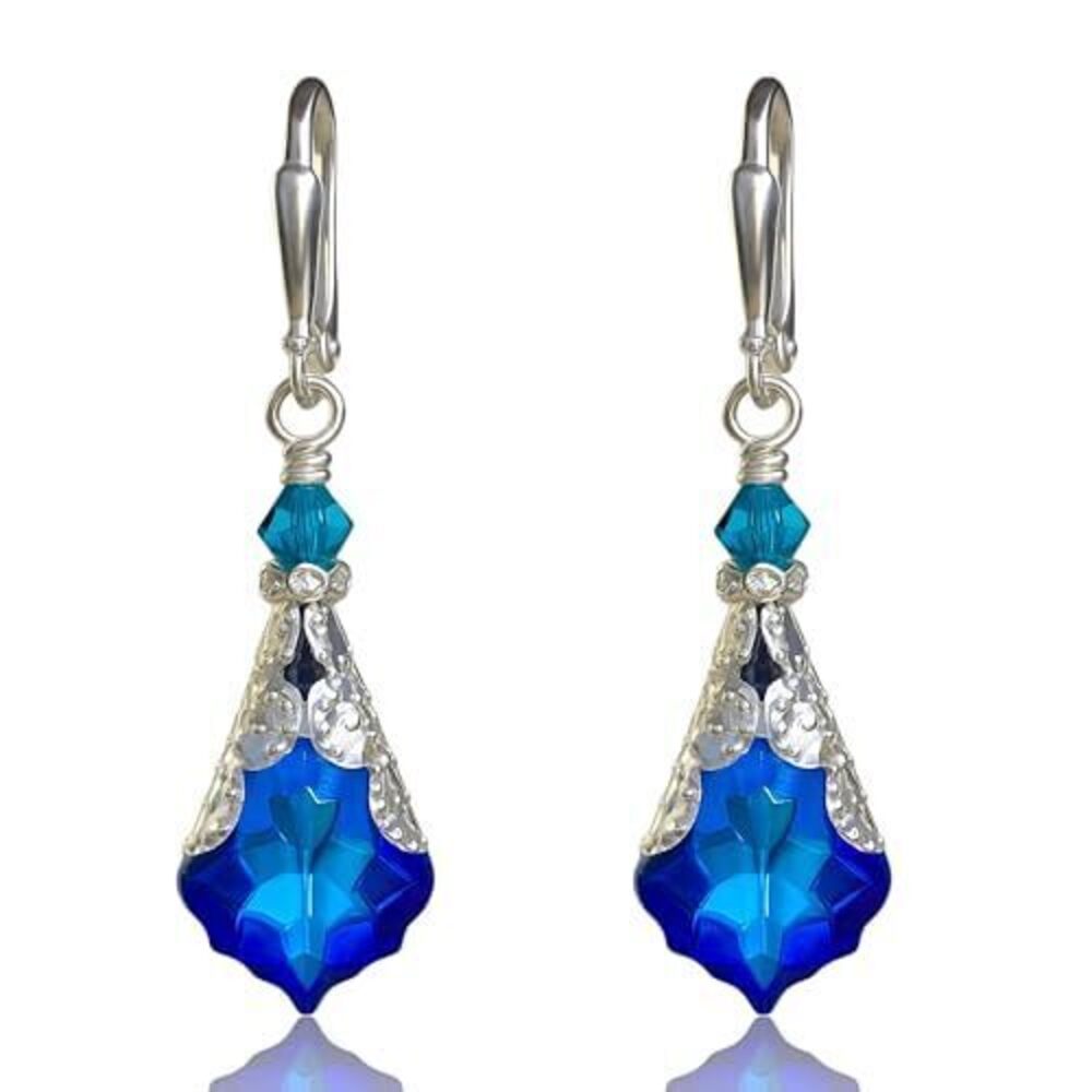 2593 Vintage Leverback Earrings Victorian Dangle Drop Earrings Jewelry Gift